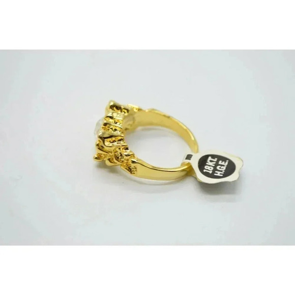 18kt H.G.E. Mans Solitaire Clear Rhinestone Textur - Picture 4 of 6